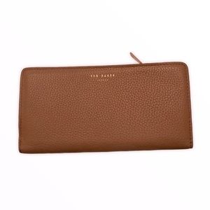 Ted baker brown leather zipper organizer wallet